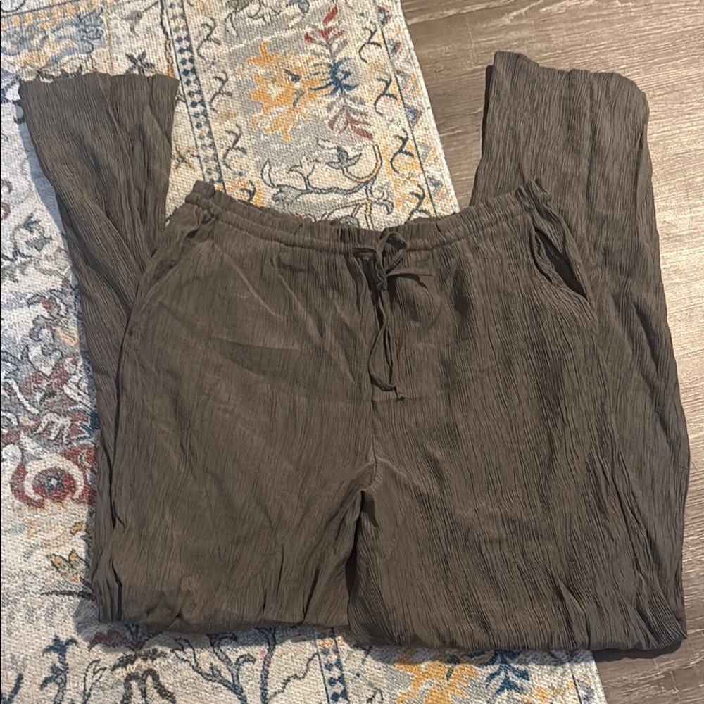 Zara Womens Textured Brown Flowy Pants
